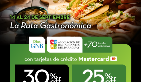 La Ruta Gastronómica del Banco GNB y ARPY con descuentos de hasta el 30%